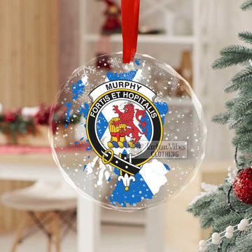 Murphy Clan Crest Christmas Glass Ornament with Scotland Map - 2D-tartanvibesclothing