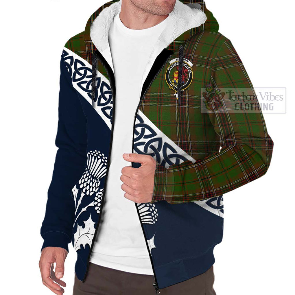 Murphy Tartan Sherpa Hoodie Featuring Thistle and Scotland Map - Tartan Vibes Clothing