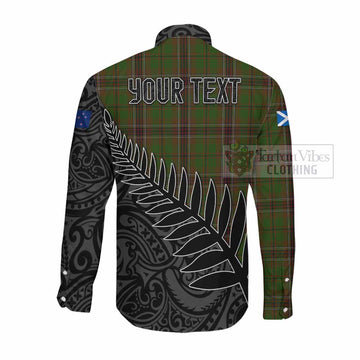 Tartan Vibes Clothing Murphy Crest Tartan Long Sleeve Button Shirt with New Zealand Silver Fern Half Style
