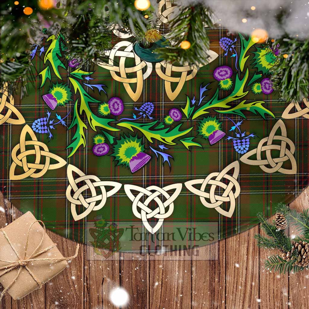 Tartan Vibes Clothing Murphy Tartan Christmas Tree Skirt with Thistle Celtic Knot Style