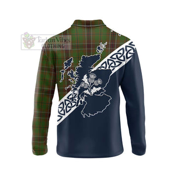 Murphy Tartan Long Sleeve Polo Shirt Featuring Thistle and Scotland Map - Tartan Vibes Clothing