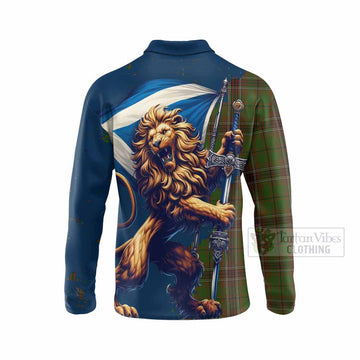 Murphy Tartan Family Crest Long Sleeve Polo Shirt with Scottish Majestic Lion - Tartan Vibes Clothing