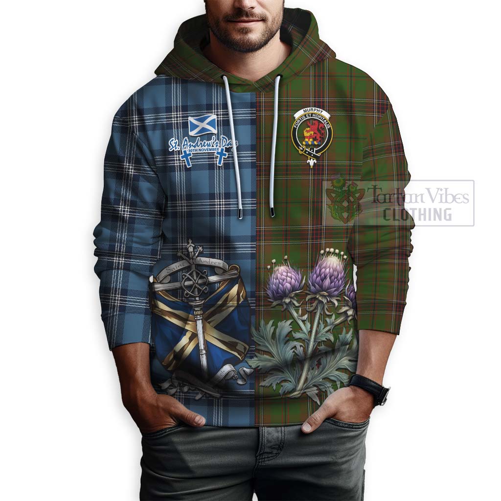 Murphy Tartan Hoodie Happy St. Andrew's Day Half Tartan Style - Tartan Vibes Clothing