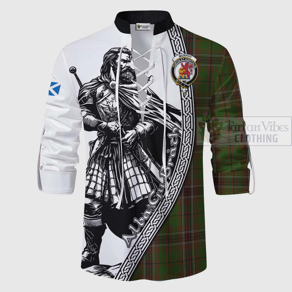 Murphy Tartan Clan Crest Ghillie Kilt Shirt with Highlander Warrior Celtic Style - Tartan Vibes Clothing