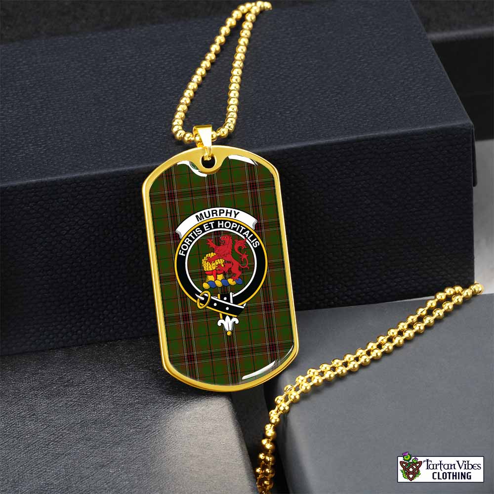 Murphy Tartan Dog Tag Necklace with Family Crest Gold No - Tartan Vibes Clothing