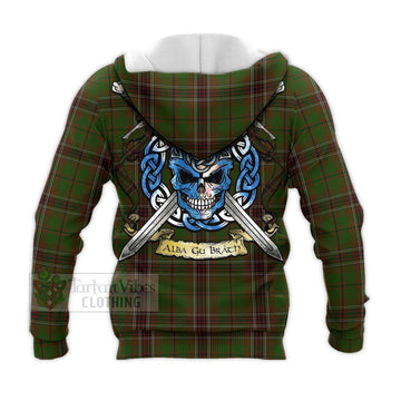 Murphy Tartan Knitted Hoodie with Family Crest Celtic Skull Style - Tartan Vibes Clothing