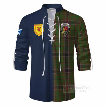 Murphy Tartan Ghillie Kilt Shirt Alba with Scottish Lion Royal Arm Half Style - Tartan Vibes Clothing