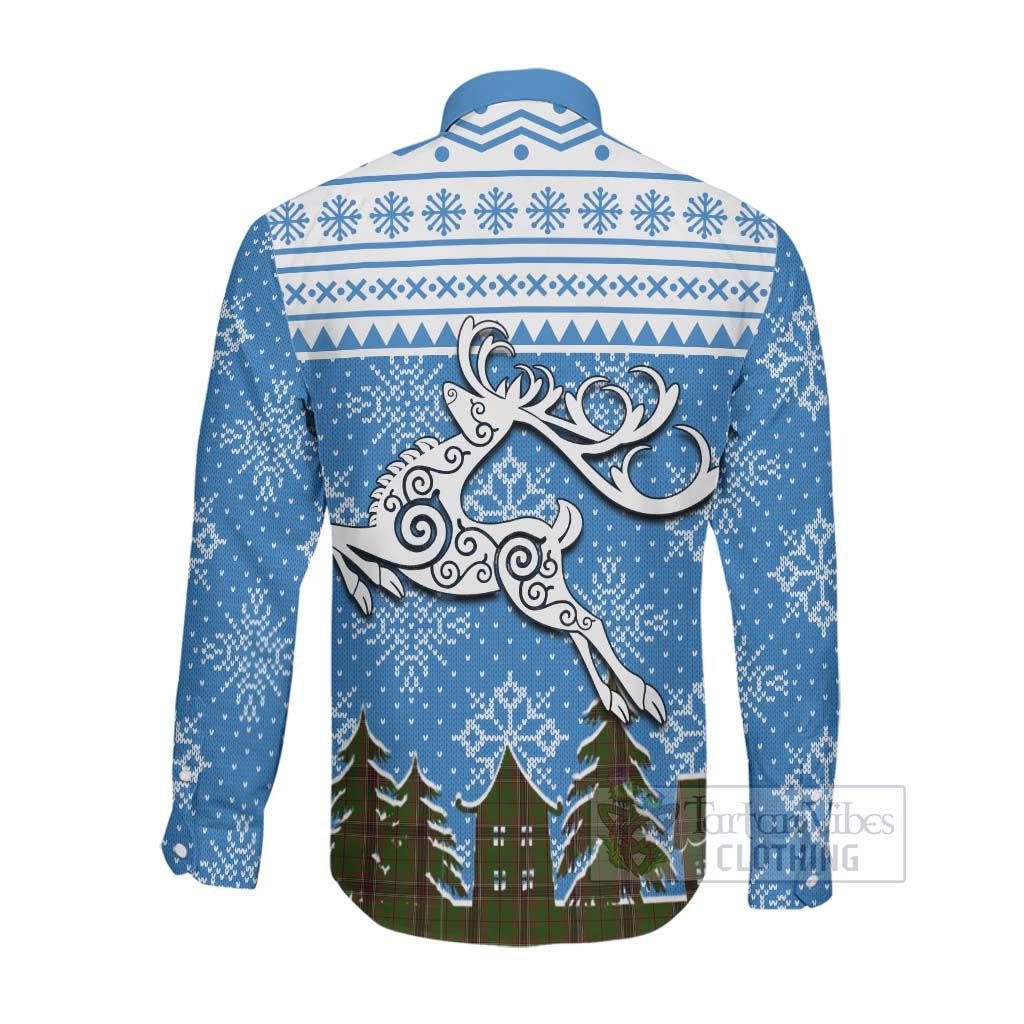 Murphy Clan Christmas Long Sleeve Button Shirt Celtic Reindeer Style Men's Shirt - Tartan Vibes Clothing