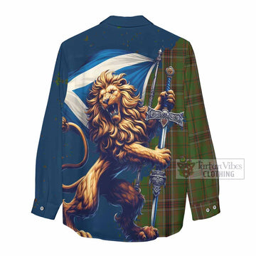 Murphy Tartan Family Crest Women's Casual Shirt with Scottish Majestic Lion - Tartan Vibes Clothing