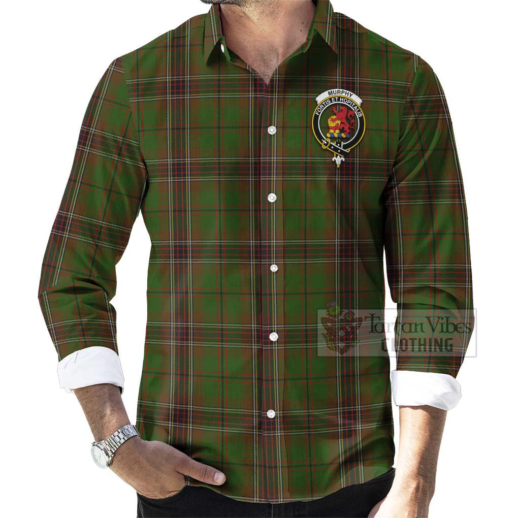 Murphy Tartan Long Sleeve Button Shirt with Family Crest Celtic Skull Style - Tartan Vibes Clothing