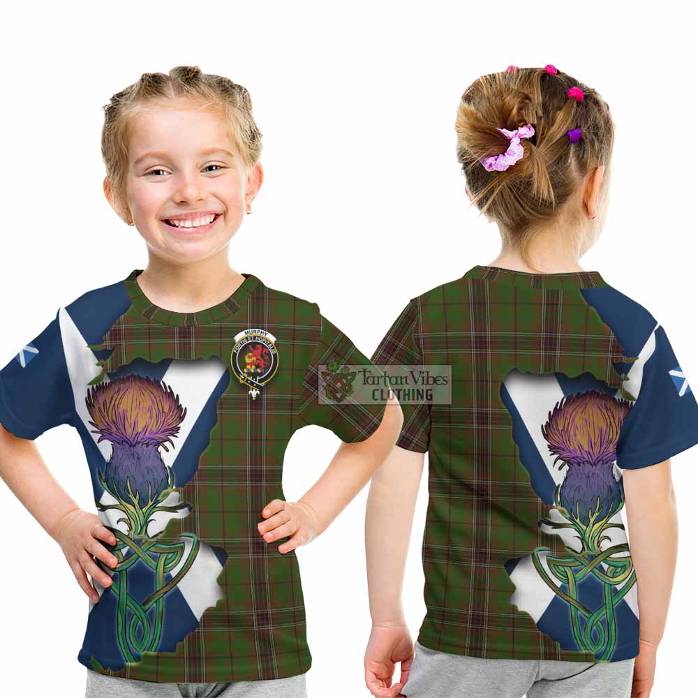 Tartan Vibes Clothing Murphy Tartan Family Crest Kid T-Shirt Scottish Thistle Celtic Inspired