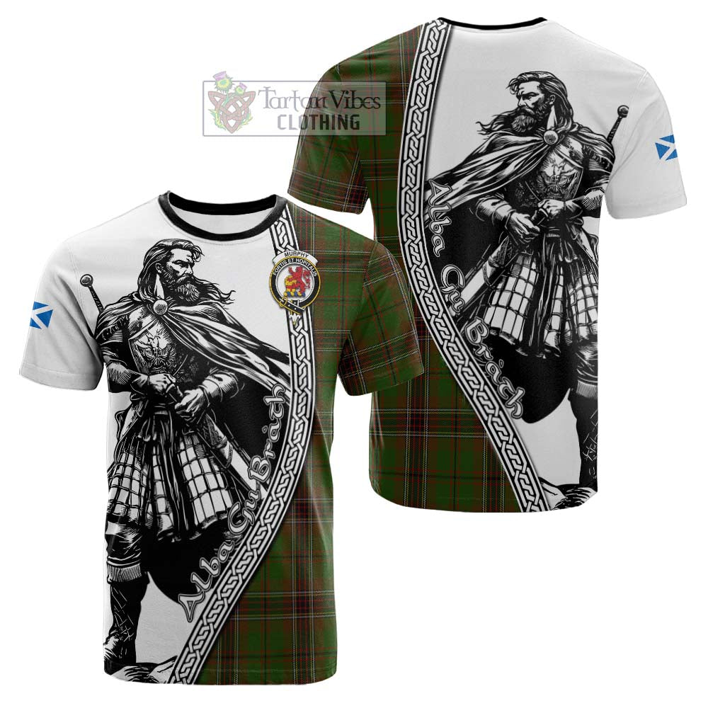 Murphy Tartan Clan Crest Cotton T-shirt with Highlander Warrior Celtic Style - Tartan Vibes Clothing
