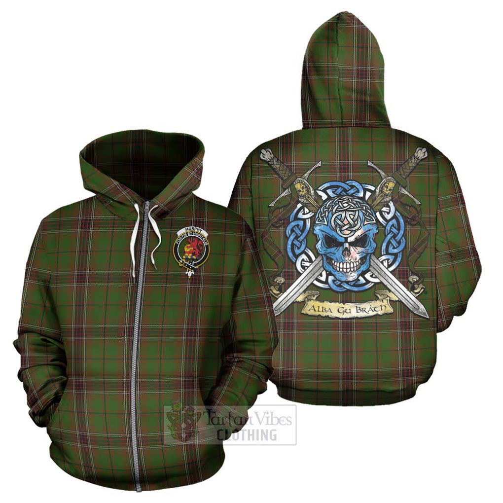 Murphy Tartan Hoodie with Family Crest Celtic Skull Style - Tartan Vibes Clothing