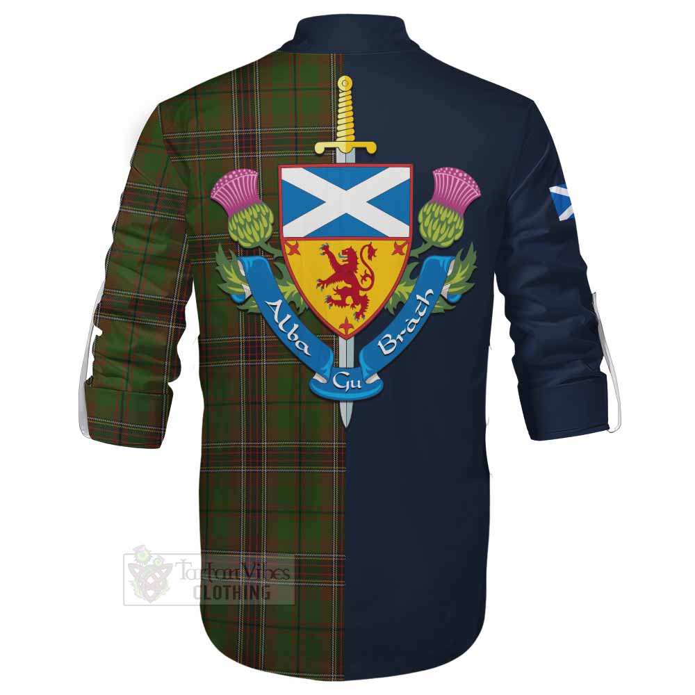 Murphy Tartan Ghillie Kilt Shirt Alba with Scottish Lion Royal Arm Half Style - Tartan Vibes Clothing