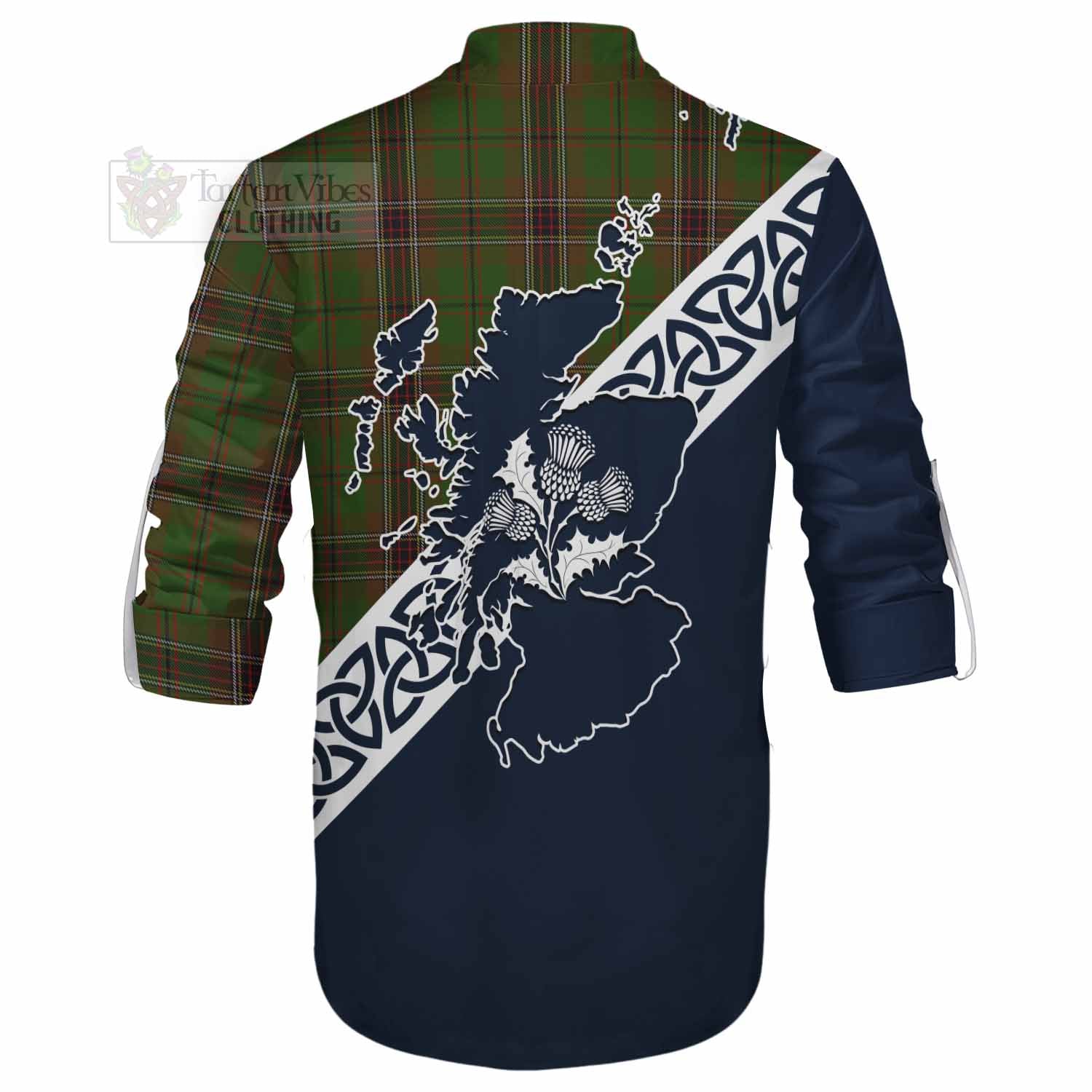 Murphy Tartan Ghillie Kilt Shirt Featuring Thistle and Scotland Map - Tartan Vibes Clothing