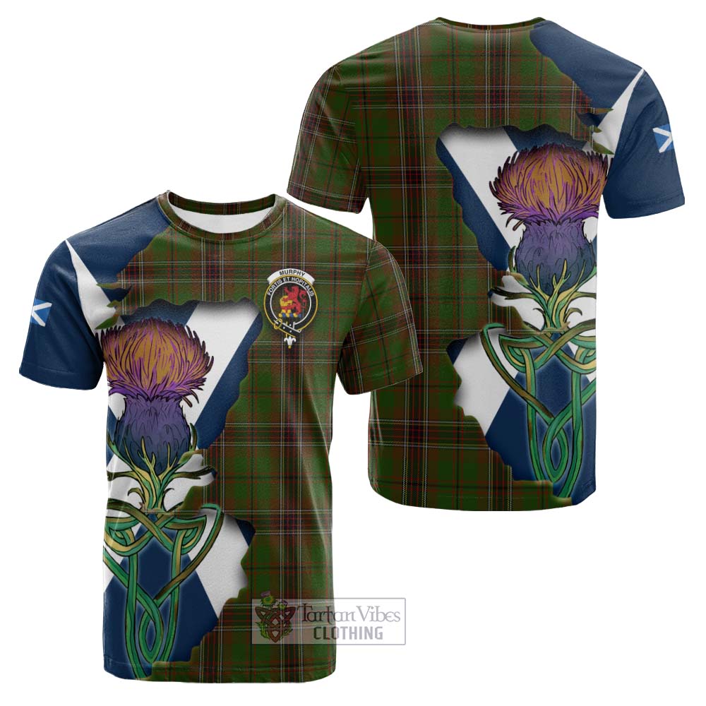 Tartan Vibes Clothing Murphy Tartan Family Crest Cotton T-shirt Scottish Thistle Celtic Inspired