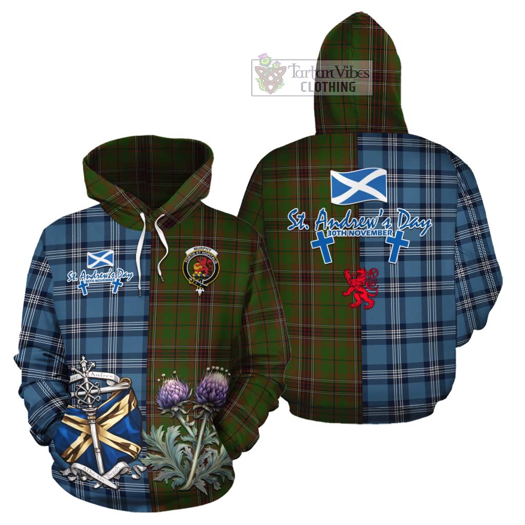 Murphy Tartan Cotton Hoodie Happy St. Andrew's Day Half Tartan Style Zip Hoodie - Tartan Vibes Clothing