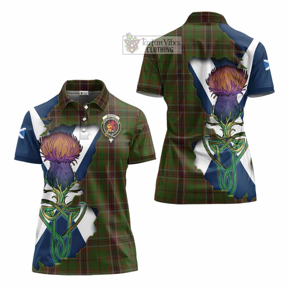 Tartan Vibes Clothing Murphy Tartan Family Crest Women's Polo Shirt Scottish Thistle Celtic Inspired