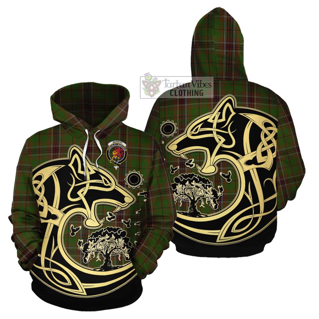 Murphy Tartan Cotton Hoodie with Family Crest Celtic Wolf Style Zip Hoodie - Tartan Vibes Clothing