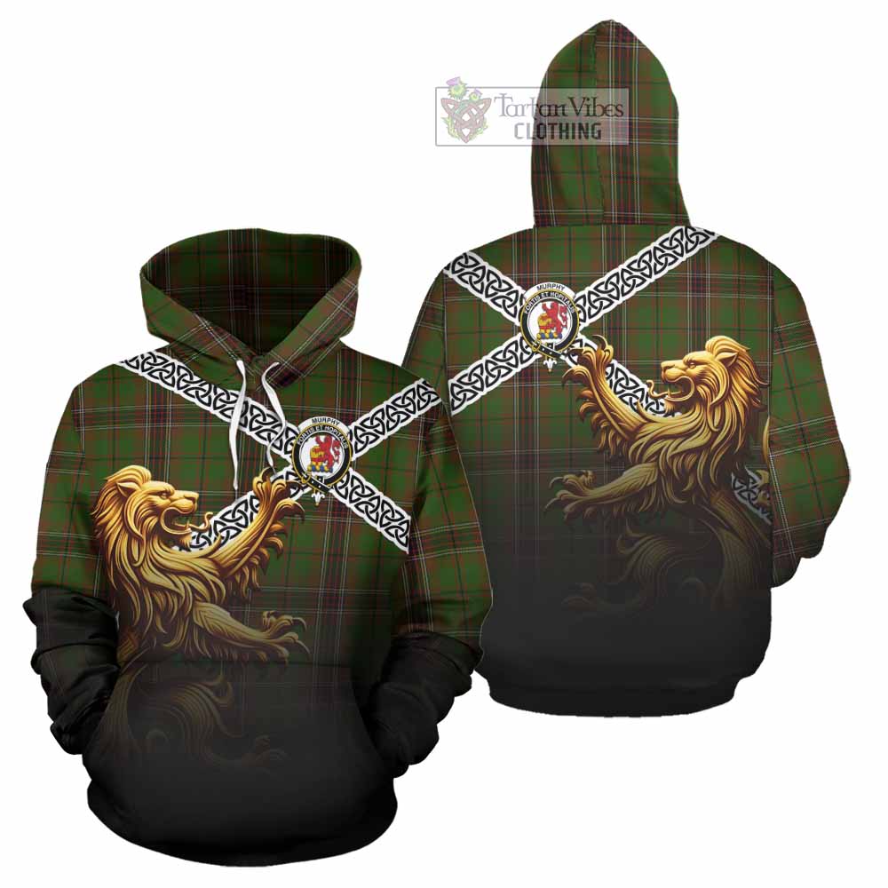 Murphy Crest Tartan Hoodie with Golden Lion Emblem Celtic Style - Tartan Vibes Clothing