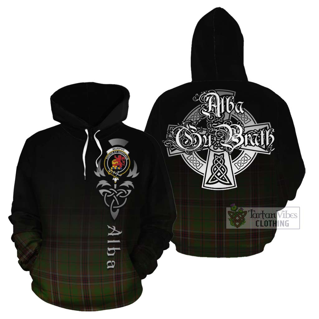 Tartan Vibes Clothing Murphy Tartan Cotton Hoodie Featuring Alba Gu Brath Family Crest Celtic Inspired
