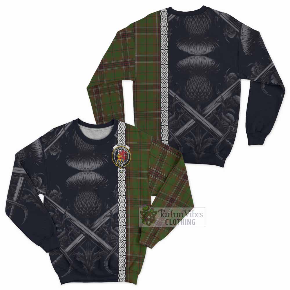 Murphy Tartan Sweatshirt with Family Crest Cross Sword Thistle Celtic Vibes - Tartan Vibes Clothing