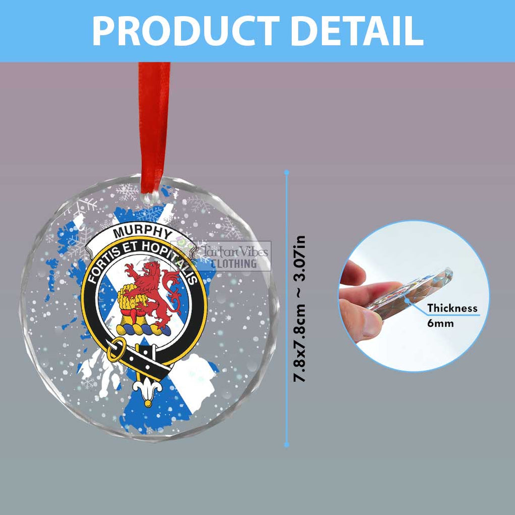 Murphy Clan Crest Christmas Glass Ornament with Scotland Map - 2D-tartanvibesclothing
