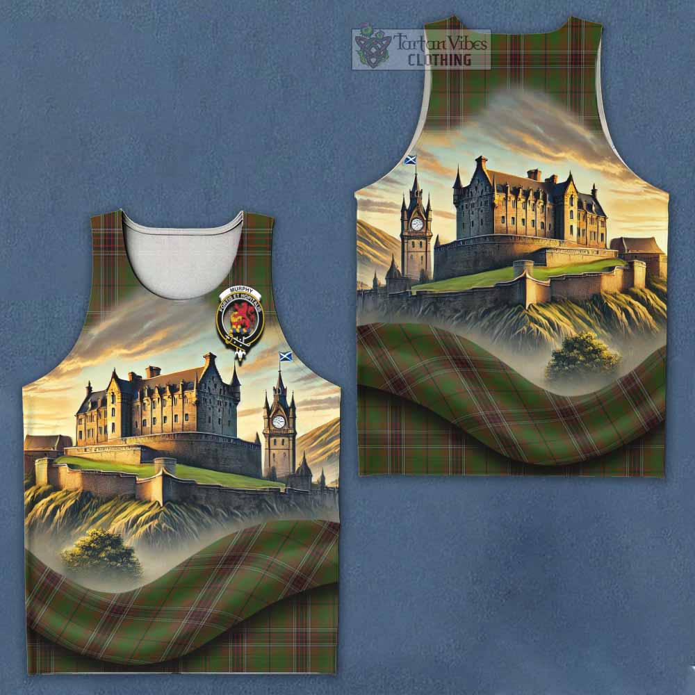 Murphy Tartan Family Crest Men's Tank Top with Scottish Ancient Castle Style - Tartan Vibes Clothing
