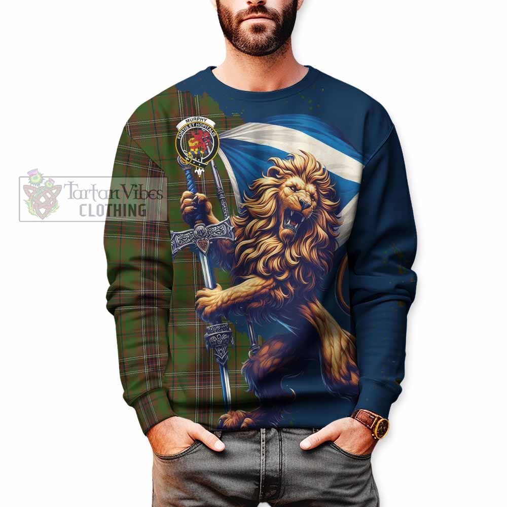 Murphy Tartan Family Crest Sweatshirt with Scottish Majestic Lion - Tartan Vibes Clothing