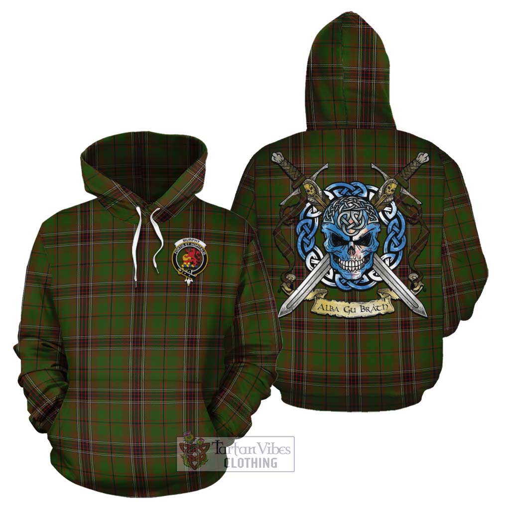 Murphy Tartan Cotton Hoodie with Family Crest Celtic Skull Style Zip Hoodie - Tartan Vibes Clothing