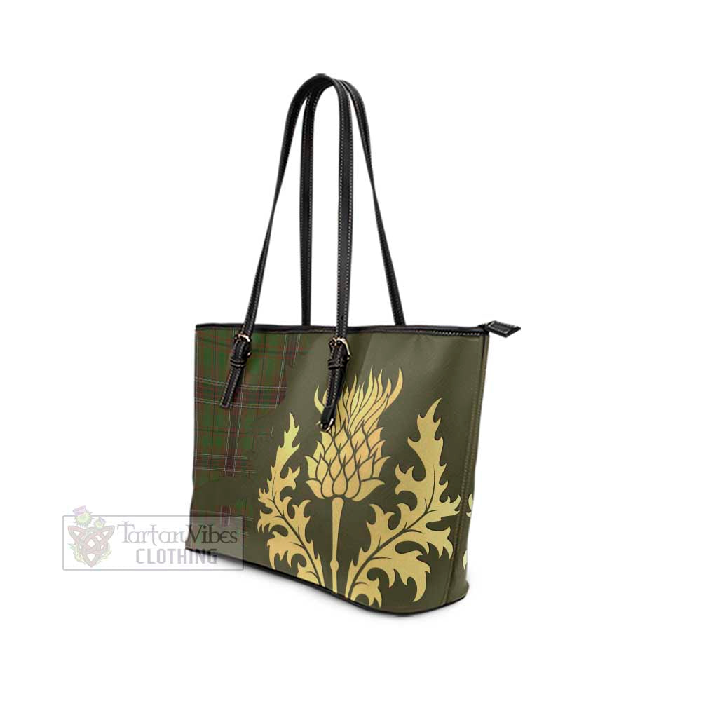Murphy Tartan Leather Tote Bag Gold Thistle Style - Tartan Vibes Clothing
