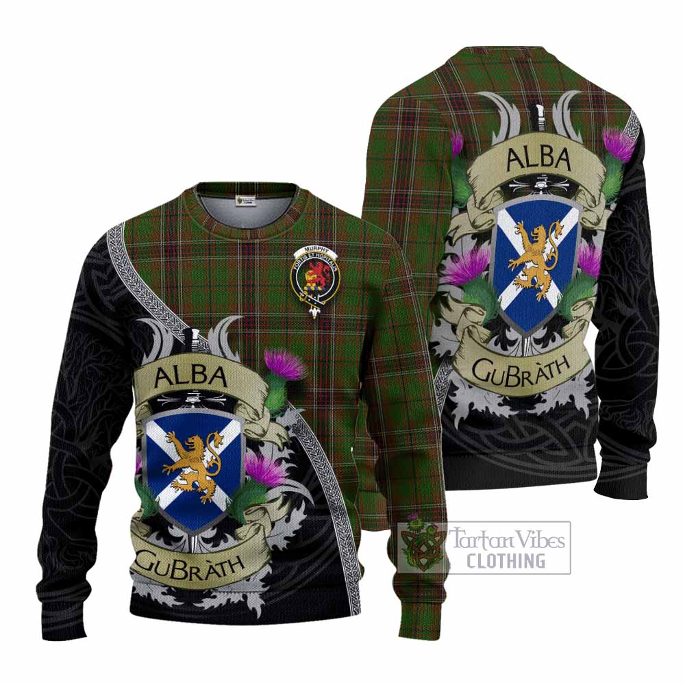 Murphy Tartan Family Crest Knitted Sweater Lion Rampant Royal Thistle Shield Celtic Inspired - Tartan Vibes Clothing