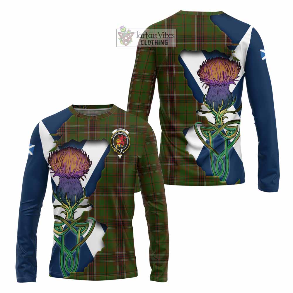 Tartan Vibes Clothing Murphy Tartan Family Crest Long Sleeve T-Shirt Scottish Thistle Celtic Inspired