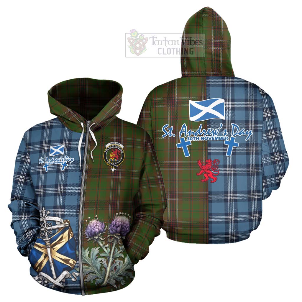 Murphy Tartan Hoodie Happy St. Andrew's Day Half Tartan Style - Tartan Vibes Clothing