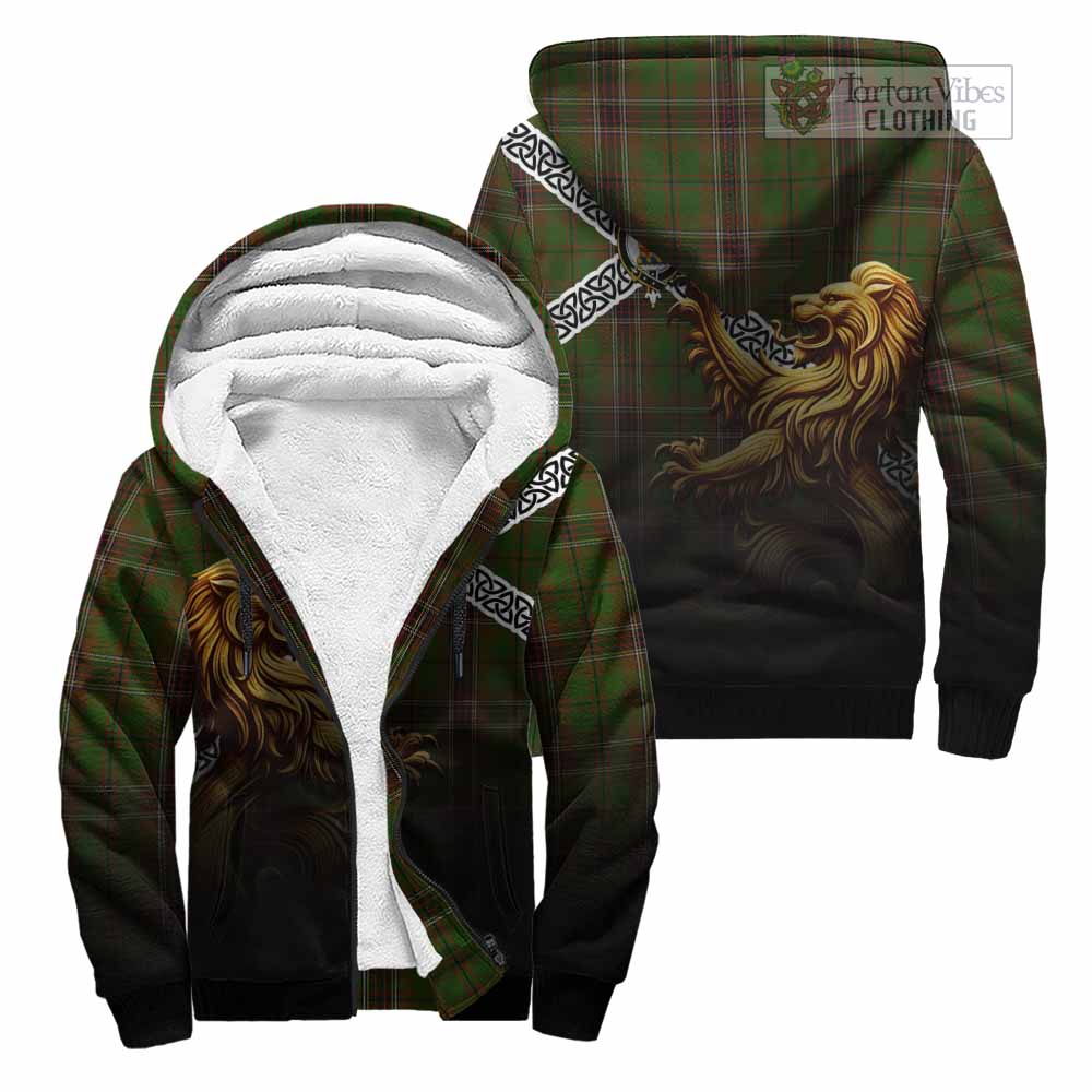 Murphy Crest Tartan Sherpa Hoodie with Golden Lion Emblem Celtic Style Unisex - Tartan Vibes Clothing
