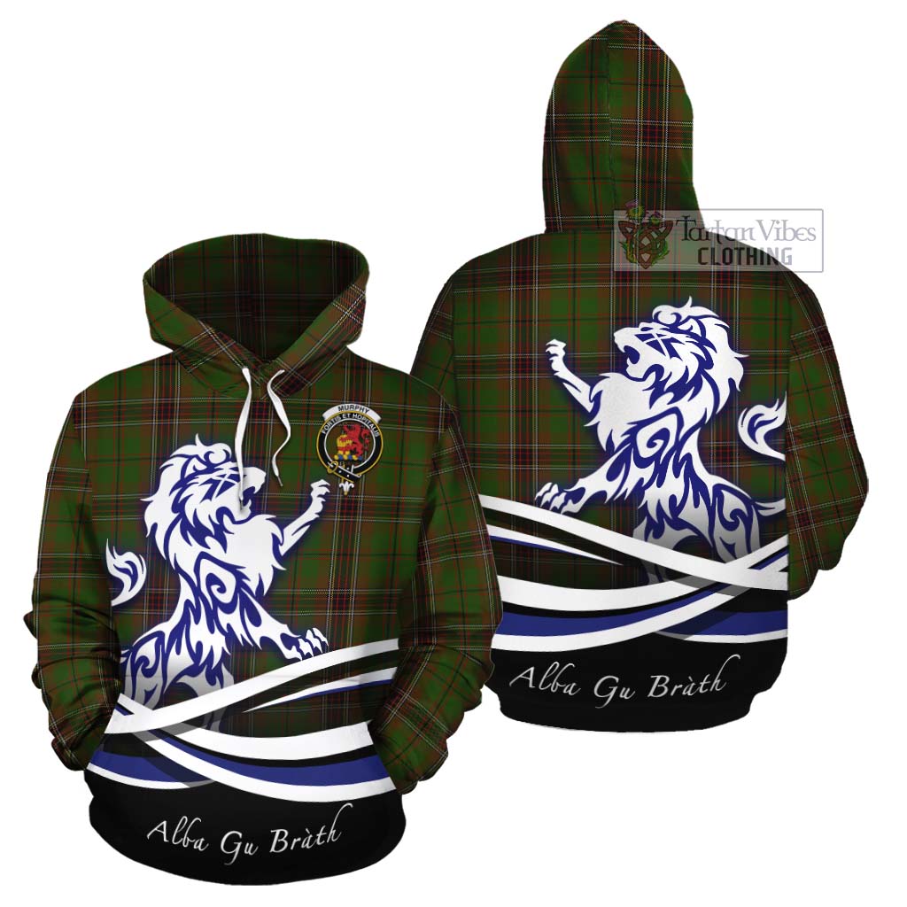 Murphy Tartan Cotton Hoodie with Alba Gu Brath Regal Lion Emblem Zip Hoodie - Tartan Vibes Clothing