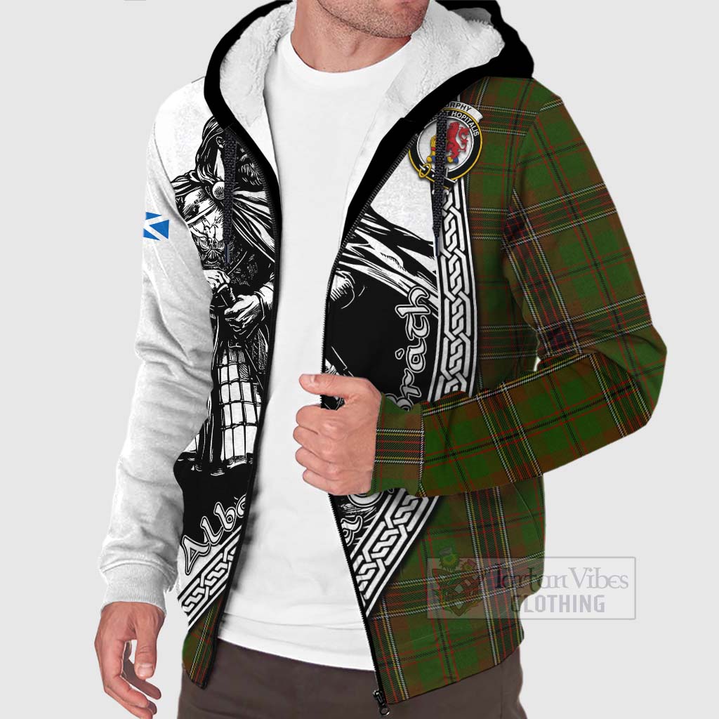 Murphy Tartan Clan Crest Sherpa Hoodie with Highlander Warrior Celtic Style Unisex - Tartan Vibes Clothing