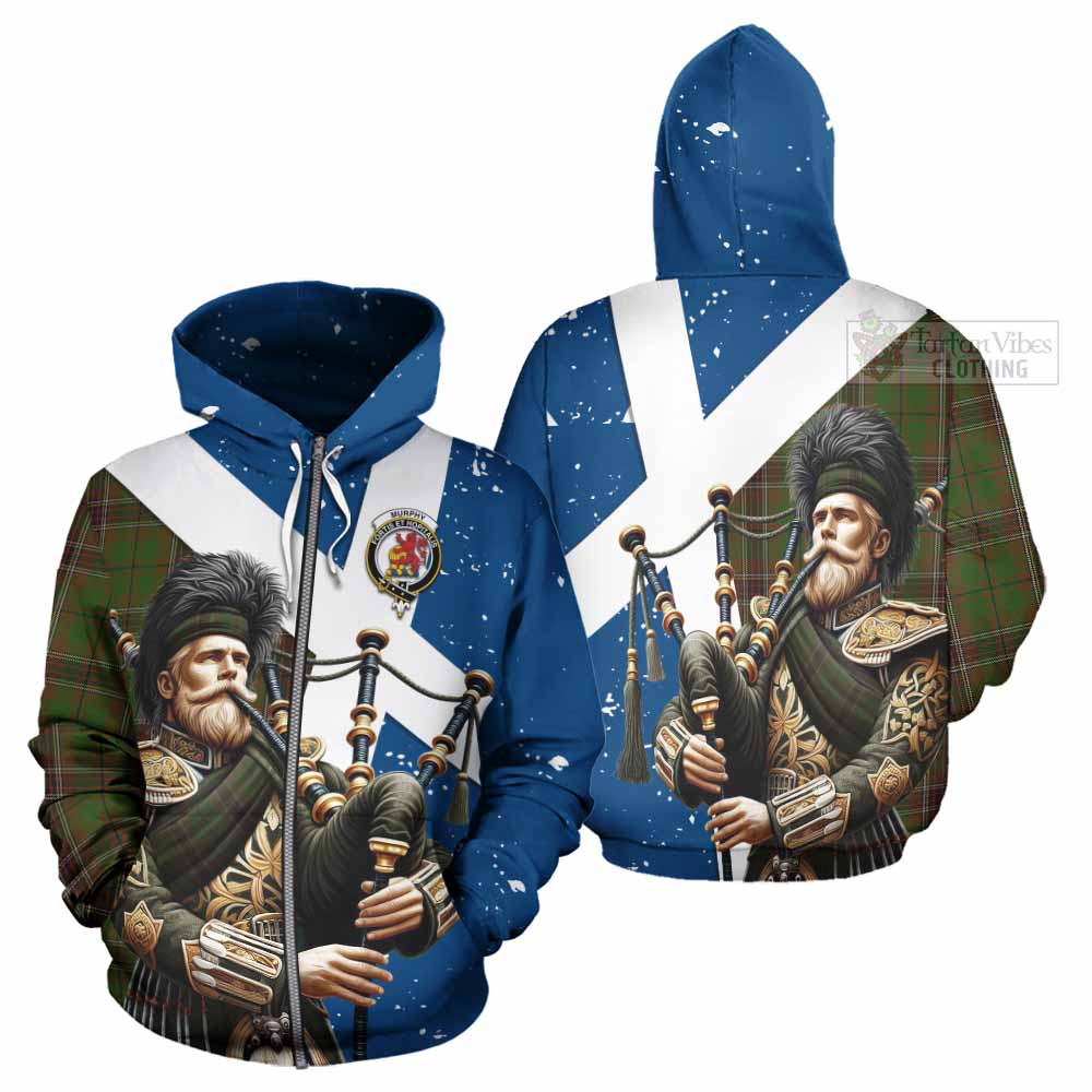 Murphy Tartan Hoodie with Family Crest Scottish Bagpiper Vibes - Tartan Vibes Clothing