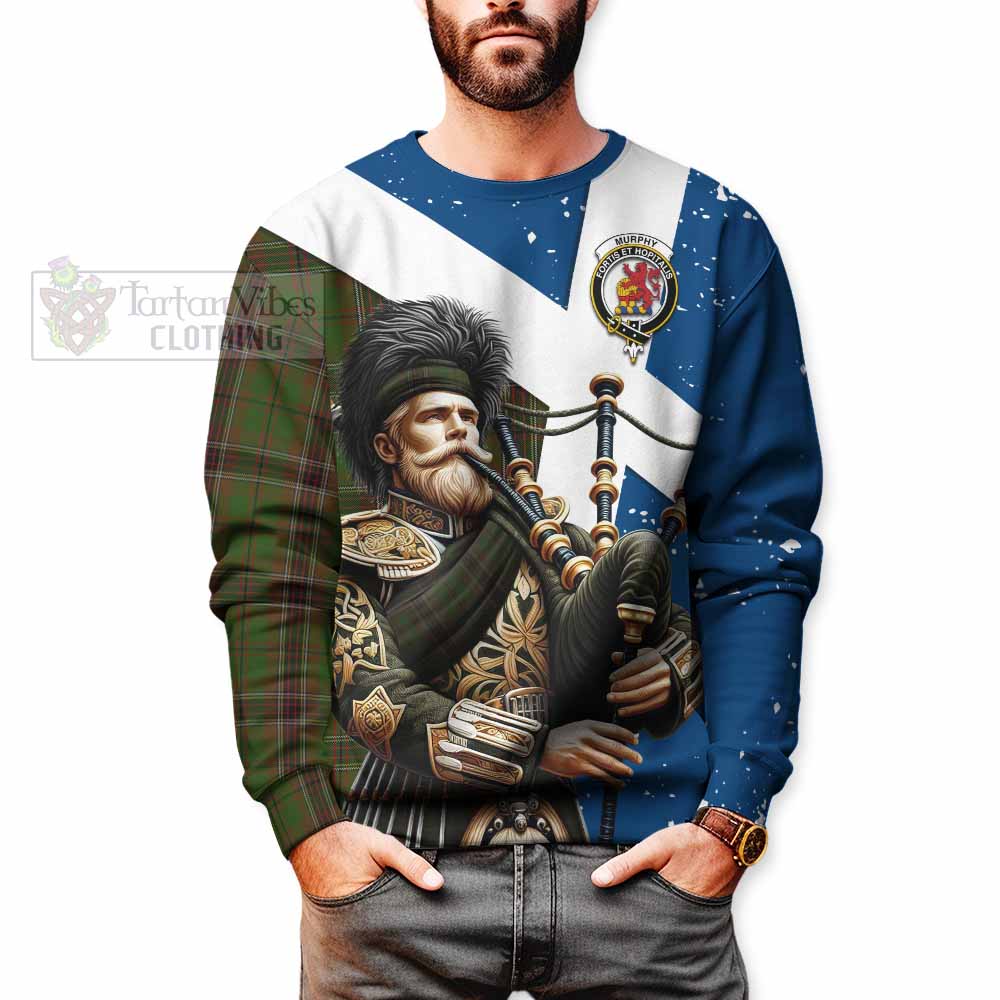 Murphy Tartan Sweatshirt with Family Crest Scottish Bagpiper Vibes - Tartan Vibes Clothing