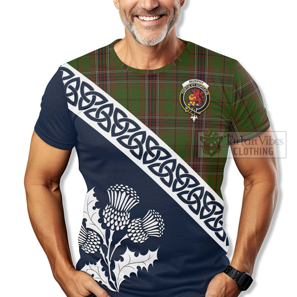Murphy Tartan T-Shirt Featuring Thistle and Scotland Map - Tartanvibesclothing Store