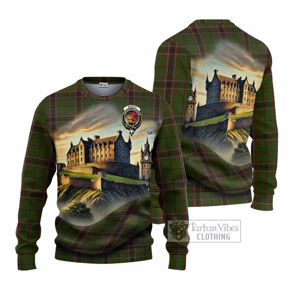Murphy Tartan Family Crest Knitted Sweater with Scottish Ancient Castle Style - Tartan Vibes Clothing