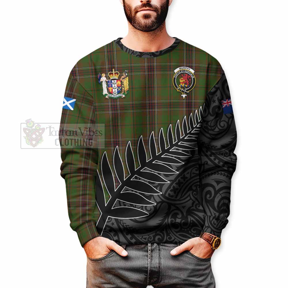 Tartan Vibes Clothing Murphy Crest Tartan Sweatshirt with New Zealand Silver Fern Half Style
