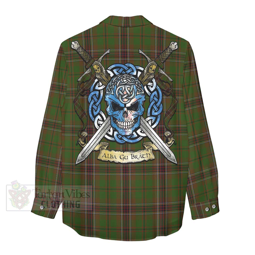 Murphy Tartan Women's Casual Shirt with Family Crest Celtic Skull Style - Tartan Vibes Clothing