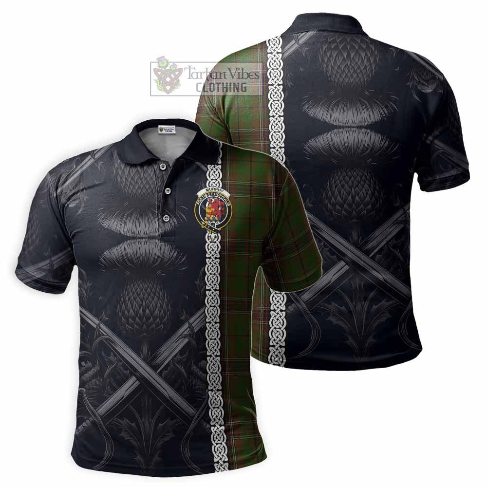 Murphy Tartan Polo Shirt with Family Crest Cross Sword Thistle Celtic Vibes - Tartan Vibes Clothing