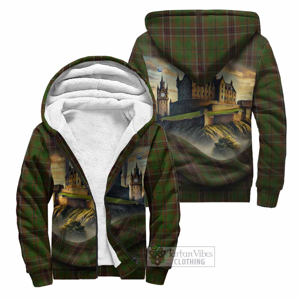 Murphy Tartan Family Crest Sherpa Hoodie with Scottish Ancient Castle Style Unisex - Tartan Vibes Clothing