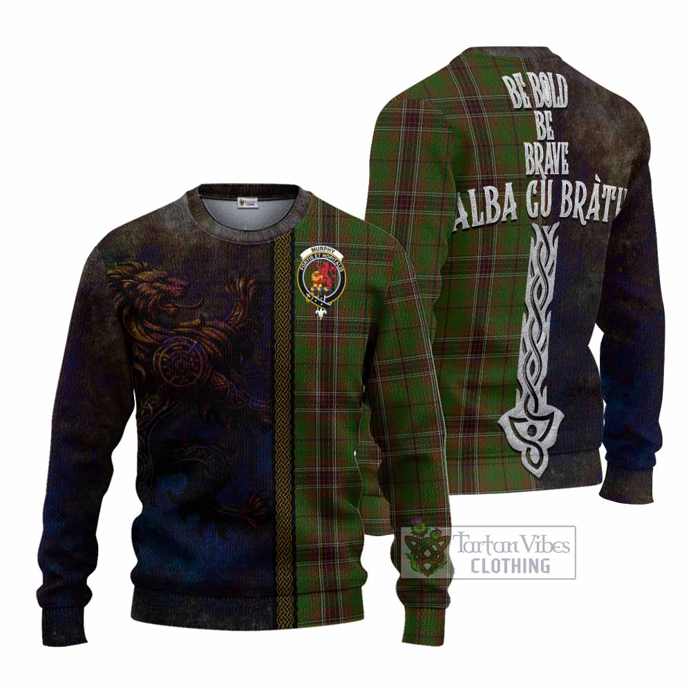 Murphy Tartan Family Crest Knitted Sweater Alba Gu Brath Be Brave Lion Ancient Style - Tartan Vibes Clothing