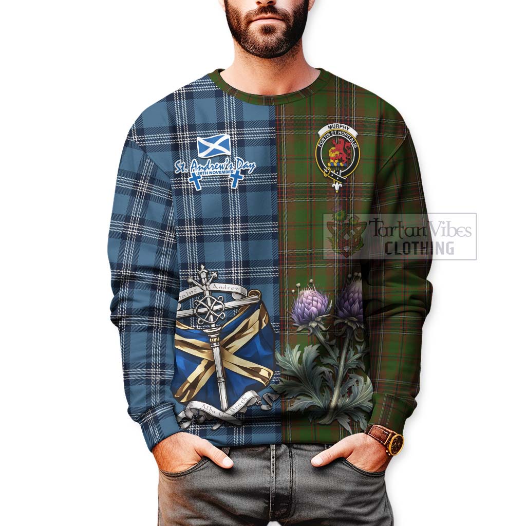 Murphy Tartan Sweatshirt Happy St. Andrew's Day Half Tartan Style - Tartan Vibes Clothing