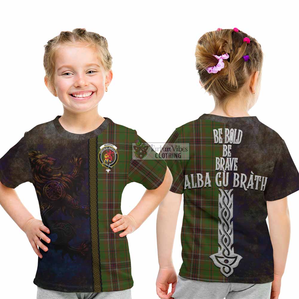 Murphy Tartan Family Crest Kid T-Shirt Alba Gu Brath Be Brave Lion Ancient Style - Tartan Vibes Clothing