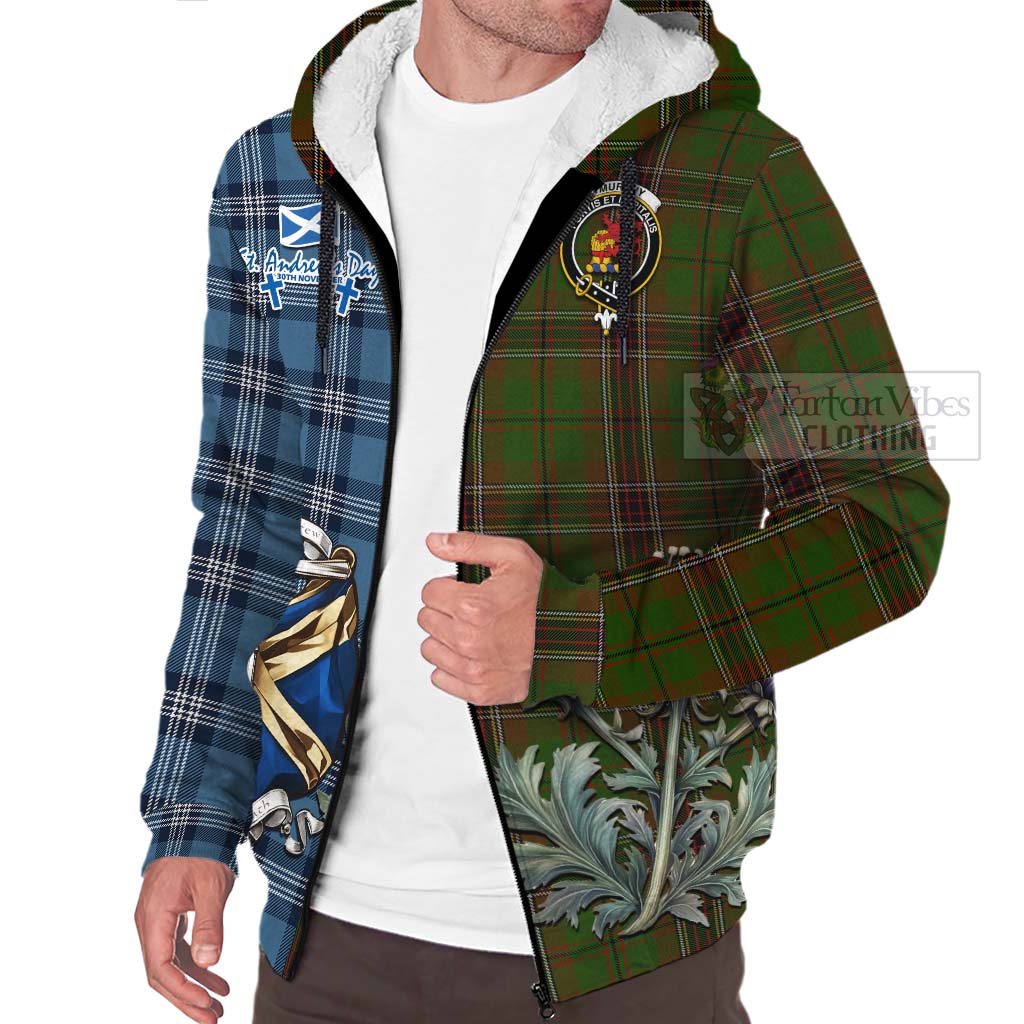 Murphy Tartan Sherpa Hoodie Happy St. Andrew's Day Half Tartan Style Unisex - Tartan Vibes Clothing