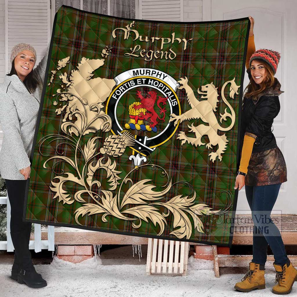 Tartan Vibes Clothing Murphy Tartan Quilt with Family Crest and Scottish Symbol Style